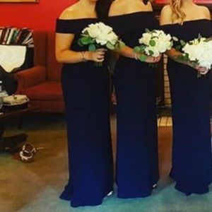 Off the Shoulder floor length navy blue gown - XS